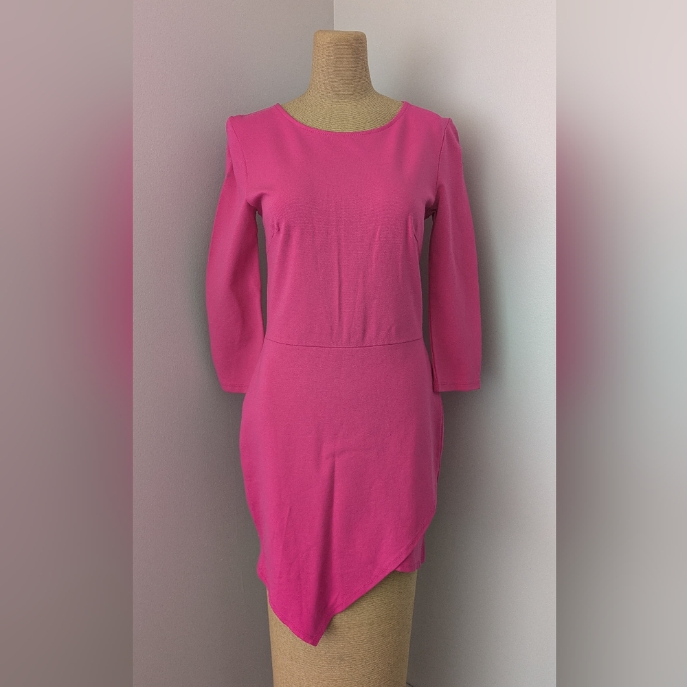 a'gaci Bold Pink Stretch Cotton Midi Dress